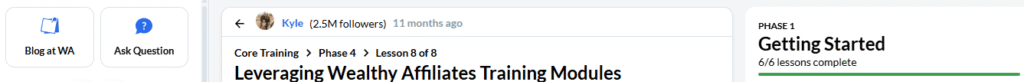 Wealthy Affiliate All in-One Training: The Core Curriculum